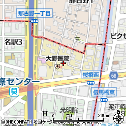 愛知県名古屋市中村区那古野周辺の地図