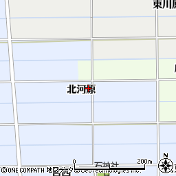 愛知県愛西市石田町北河原周辺の地図