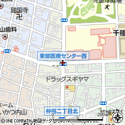 東市民病院前周辺の地図