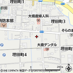 愛知県津島市埋田町周辺の地図