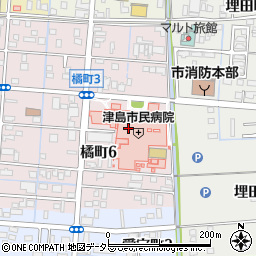 津島市民病院周辺の地図