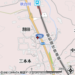 愛知県豊田市八草町割田周辺の地図