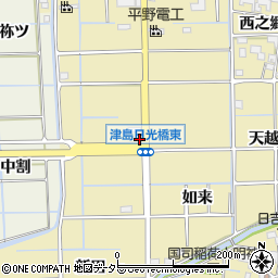 愛知県津島市越津町（荒毛）周辺の地図