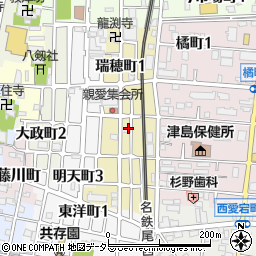 愛知県津島市瑞穂町周辺の地図