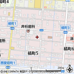 愛知県津島市橘町周辺の地図