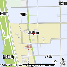 愛知県愛西市後江町北田面周辺の地図