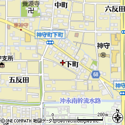 愛知県津島市神守町下町周辺の地図