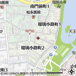 愛知県津島市瑠璃小路町周辺の地図