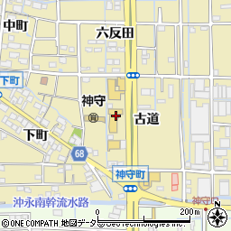 愛知県津島市神守町古道周辺の地図