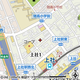 愛知県名古屋市名東区上社1丁目208周辺の地図
