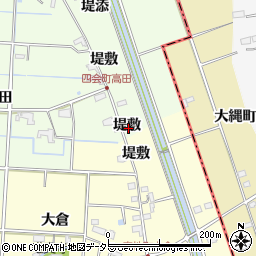 愛知県愛西市四会町堤敷周辺の地図