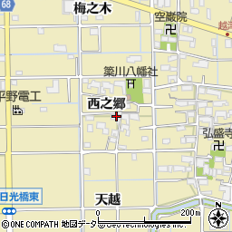愛知県津島市越津町西之郷周辺の地図