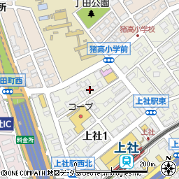 愛知県名古屋市名東区上社1丁目117周辺の地図