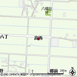 愛知県愛西市四会町高西周辺の地図