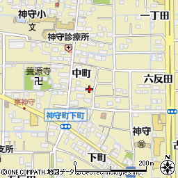 愛知県津島市神守町中町168周辺の地図