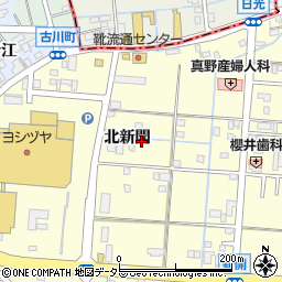 愛知県津島市津島北新開周辺の地図