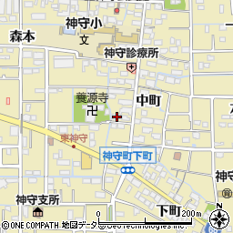 愛知県津島市神守町中町68周辺の地図