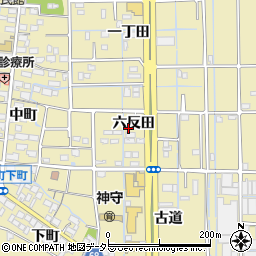 愛知県津島市神守町六反田周辺の地図