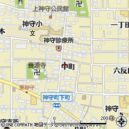 愛知県津島市神守町中町157周辺の地図