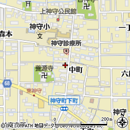 愛知県津島市神守町中町周辺の地図