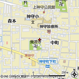 愛知県津島市神守町中町58周辺の地図