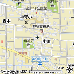 愛知県津島市神守町中町35周辺の地図