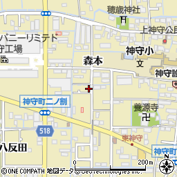 愛知県津島市神守町森本周辺の地図