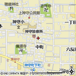 愛知県津島市神守町中町128周辺の地図