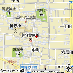 愛知県津島市神守町中町124-2周辺の地図