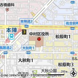 愛知県名古屋市中村区周辺の地図