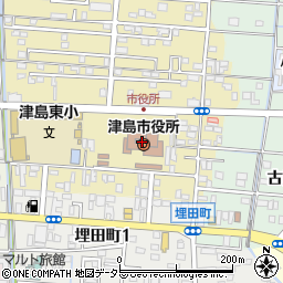 津島市役所健康福祉部　子育て支援課児童保育周辺の地図