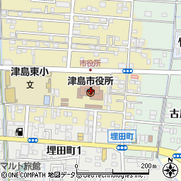 愛知県津島市周辺の地図