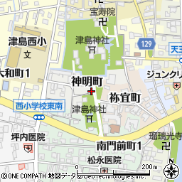 愛知県津島市神明町周辺の地図