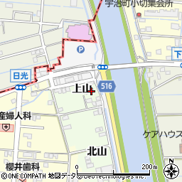 愛知県津島市中一色町上山周辺の地図