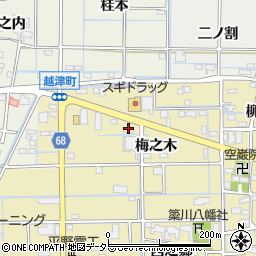 愛知県津島市越津町梅之木周辺の地図