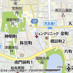 愛知県津島市浦方町周辺の地図