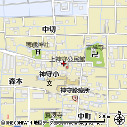 愛知県津島市神守町（上町）周辺の地図