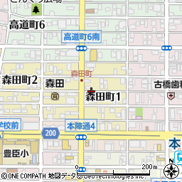 愛知県名古屋市中村区森田町1丁目周辺の地図