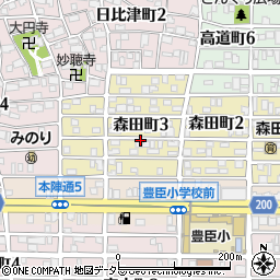愛知県名古屋市中村区森田町3丁目周辺の地図