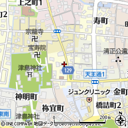 愛知県津島市馬場町周辺の地図