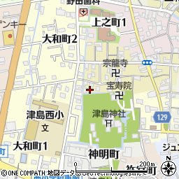 愛知県津島市中之町77-9周辺の地図