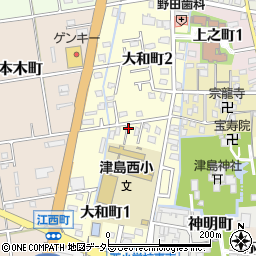 愛知県津島市大和町周辺の地図