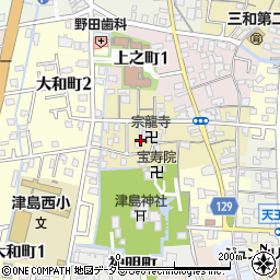 愛知県津島市中之町周辺の地図