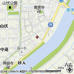愛知県あま市下萱津蓮池周辺の地図