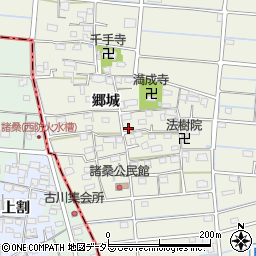 愛知県愛西市諸桑町郷城周辺の地図