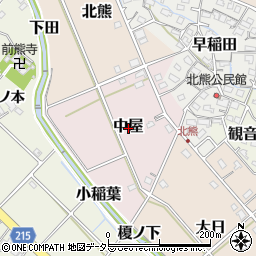 愛知県長久手市中屋周辺の地図