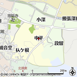 愛知県長久手市申平周辺の地図