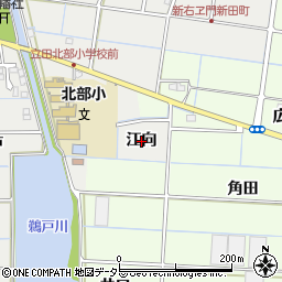 愛知県愛西市新右エ門新田町江向周辺の地図