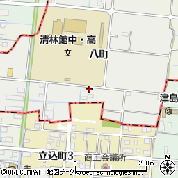愛知県愛西市持中町八町周辺の地図