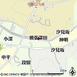 愛知県長久手市熊張深田周辺の地図